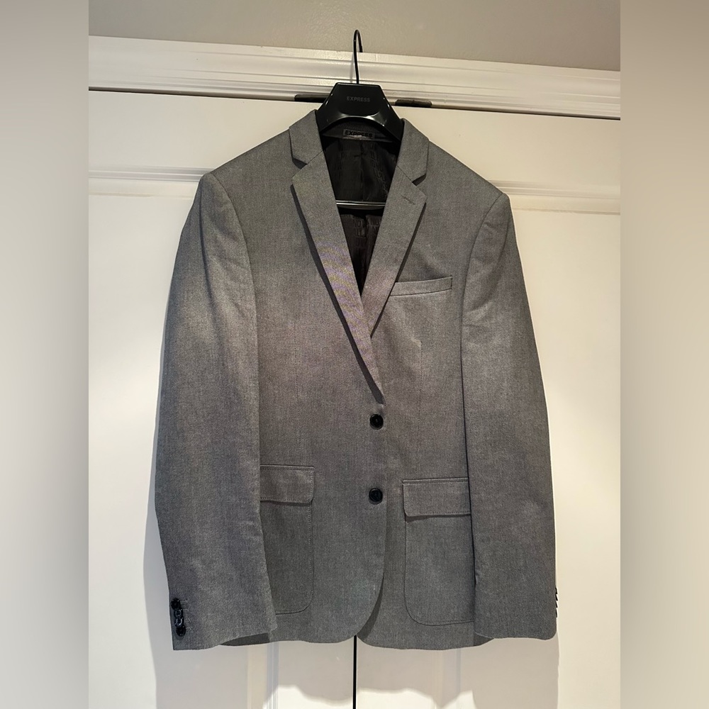 Express Mens 42 Slim Fit Grey Blazer Sport Coat